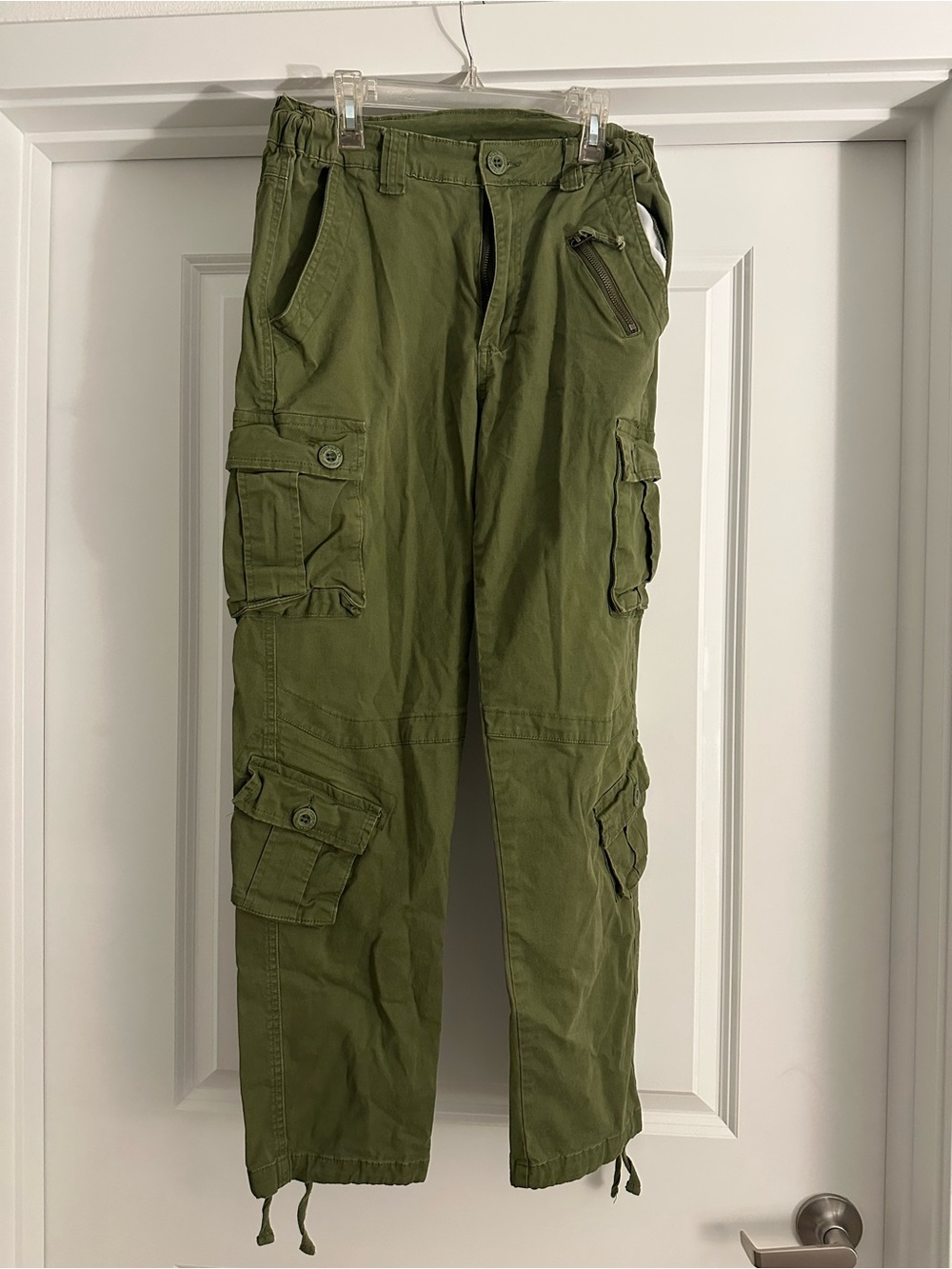 Wide Leg Cargo Pants in Olive Green - Women's Utility Style